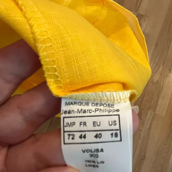 ❤️JMP vintage linen two piece women’s 18 two piece yellow round neck France - Picture 7 of 11